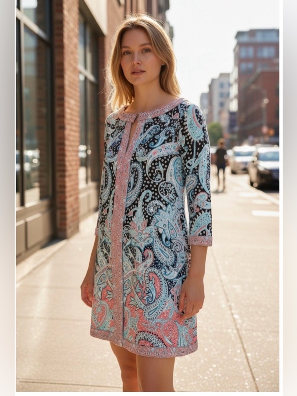 BCBGMaxAzria Avila Paisley Mini Shift  Dress